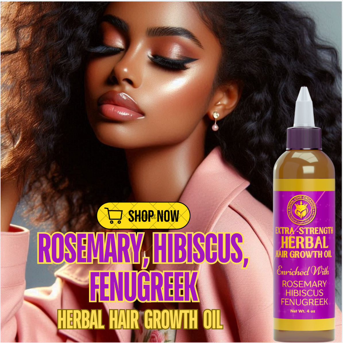 Rosemary+Fenugreek+Hibiscus Herbal Hair Growth Oil | Extra Strength