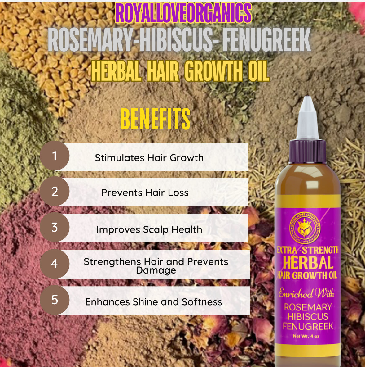 Rosemary+Fenugreek+Hibiscus Herbal Hair Growth Oil | Extra Strength