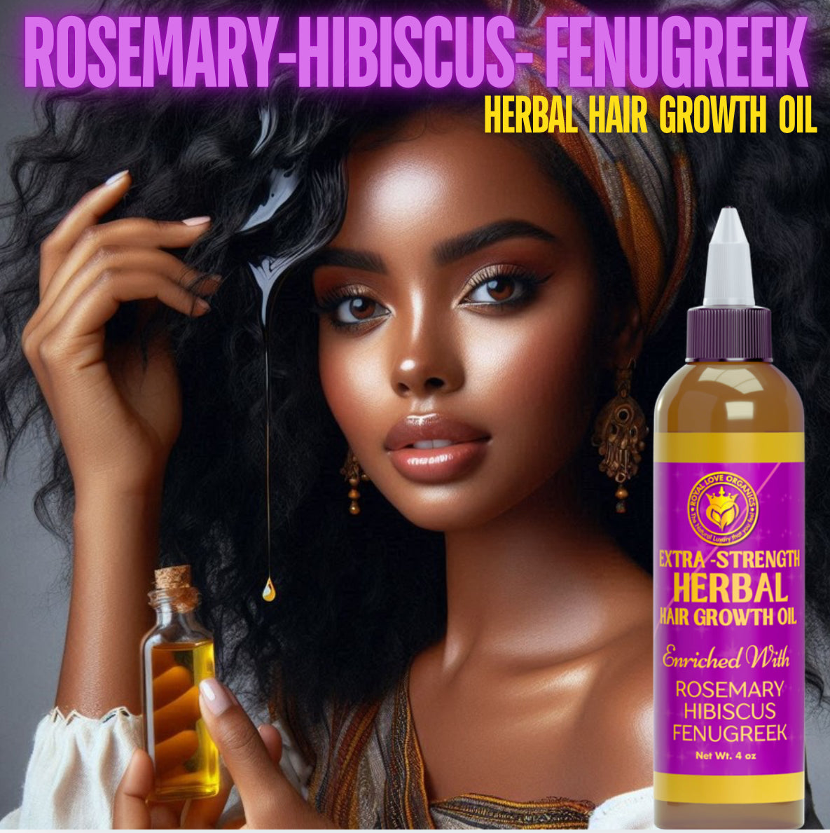 Rosemary+Fenugreek+Hibiscus Herbal Hair Growth Oil | Extra Strength